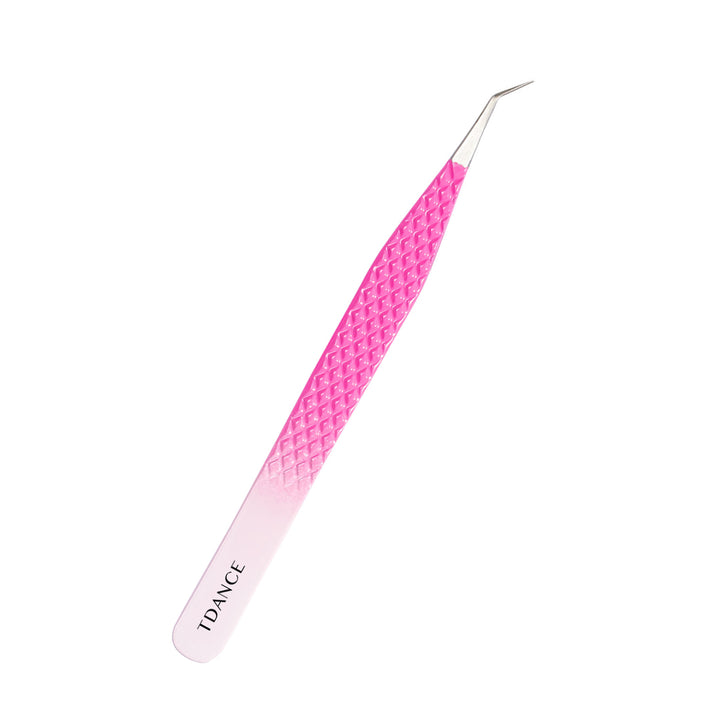 TO-04 Ombre Pink-White Tweezers For Eyelash Extension TDANCE
