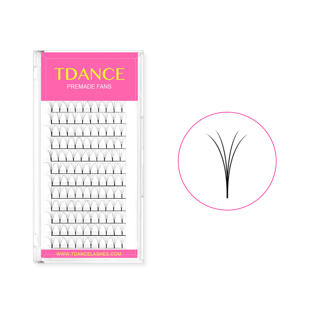 4D Premade Volume Fans Lashes  12 Rows (Long Stem) - TDANCE