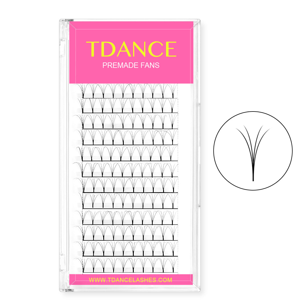 4D Premade Volume Fans Lashes 12 Rows  (Long Stem) - TDANCE