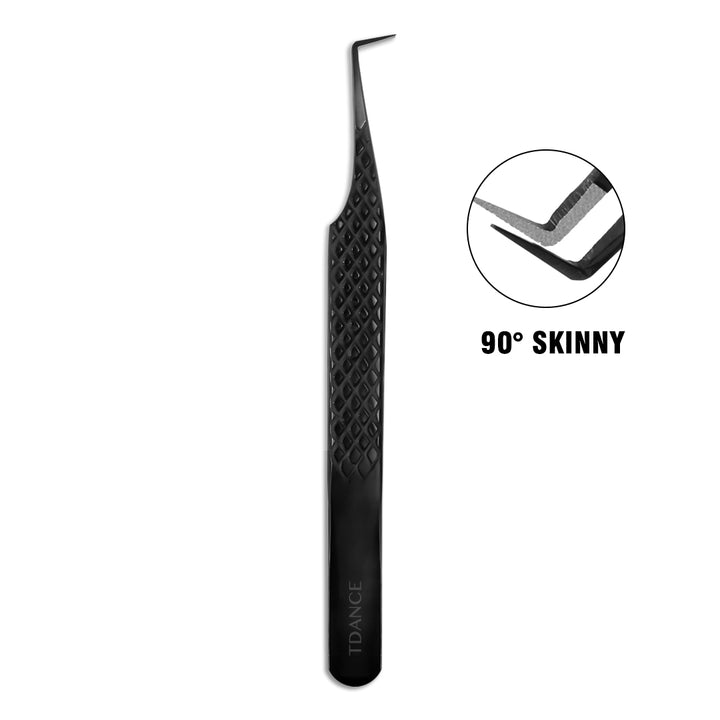 TB-01 Black Fiber Tweezers For Eyelash Extension TDANCE