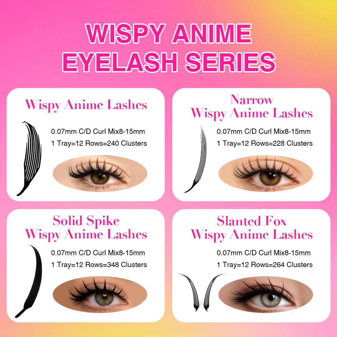 12 Rows 0.07MM Solid Spike Wispy Anime Lashes
