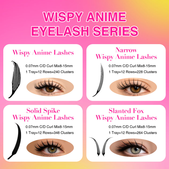 12 Rows 0.07MM Solid Spike Wispy Anime Lashes