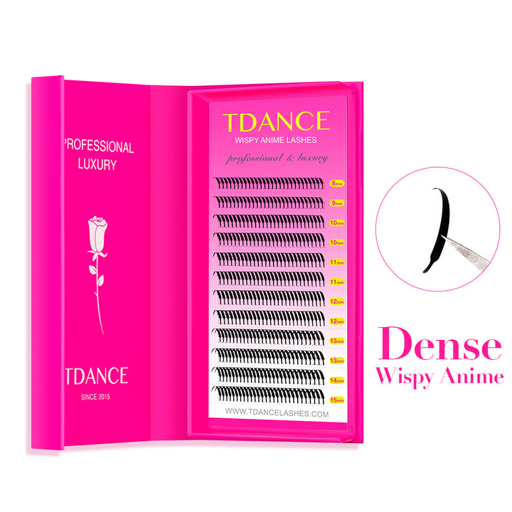 Pestañas Anime Wispy con Spike Sólido 0.07mm 12 Hileras