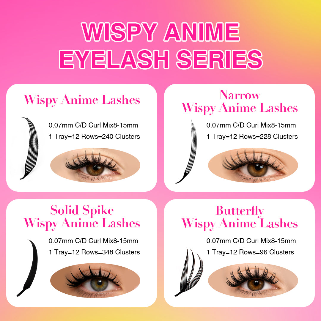 Pestañas Anime Wispy Mariposa 0.07mm 12 Hileras