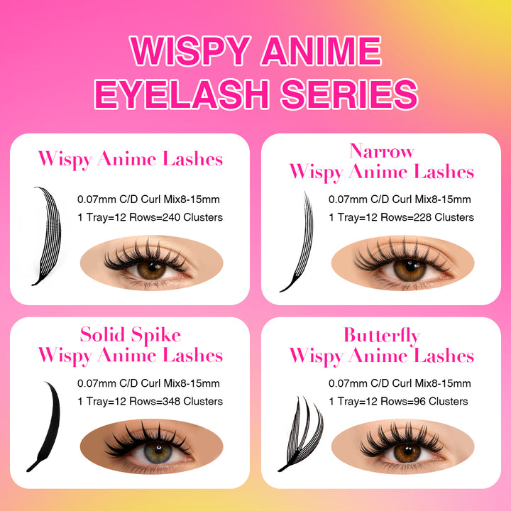 Pestañas Anime Wispy Mariposa 0.07mm 12 Hileras