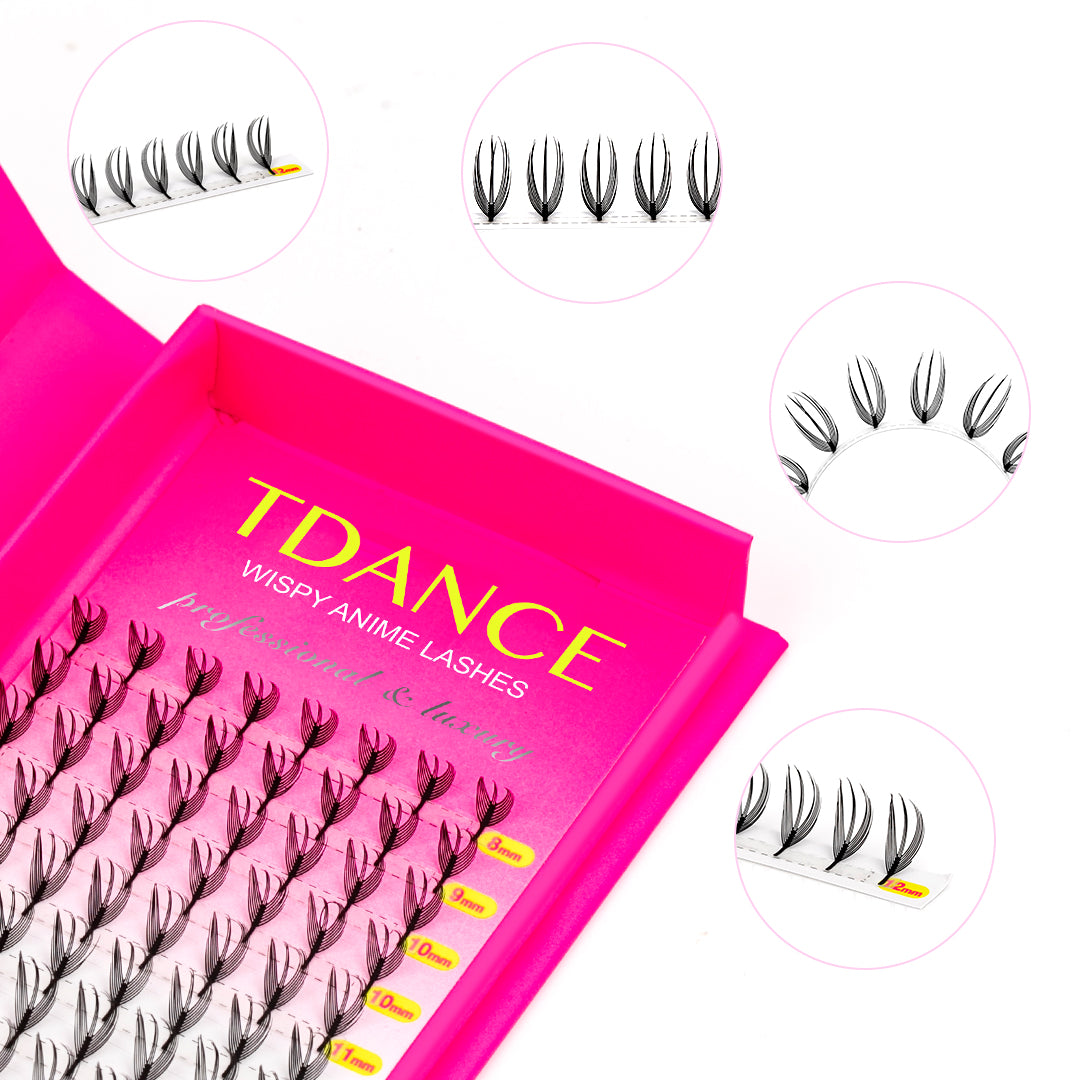 12 Rows 0.07MM Solid Spike Wispy Anime Lashes