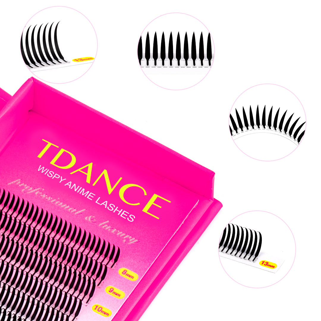 12 Rows 0.07MM Solid Spike Wispy Anime Lashes
