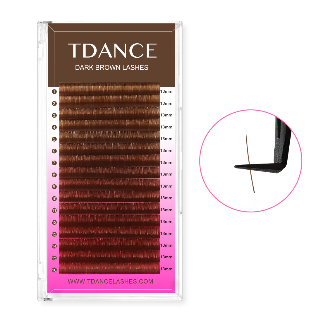 16 Rows Premium Dark Brown Colored Volume Eyelash Extensions 2
