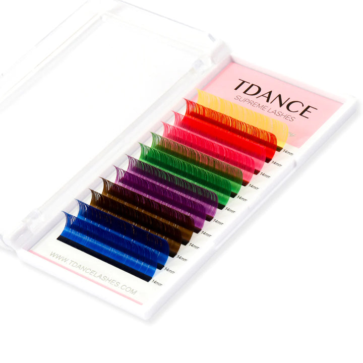 Extensiones de pestañas de volumen de color con enroscado DD de 0.07 MM