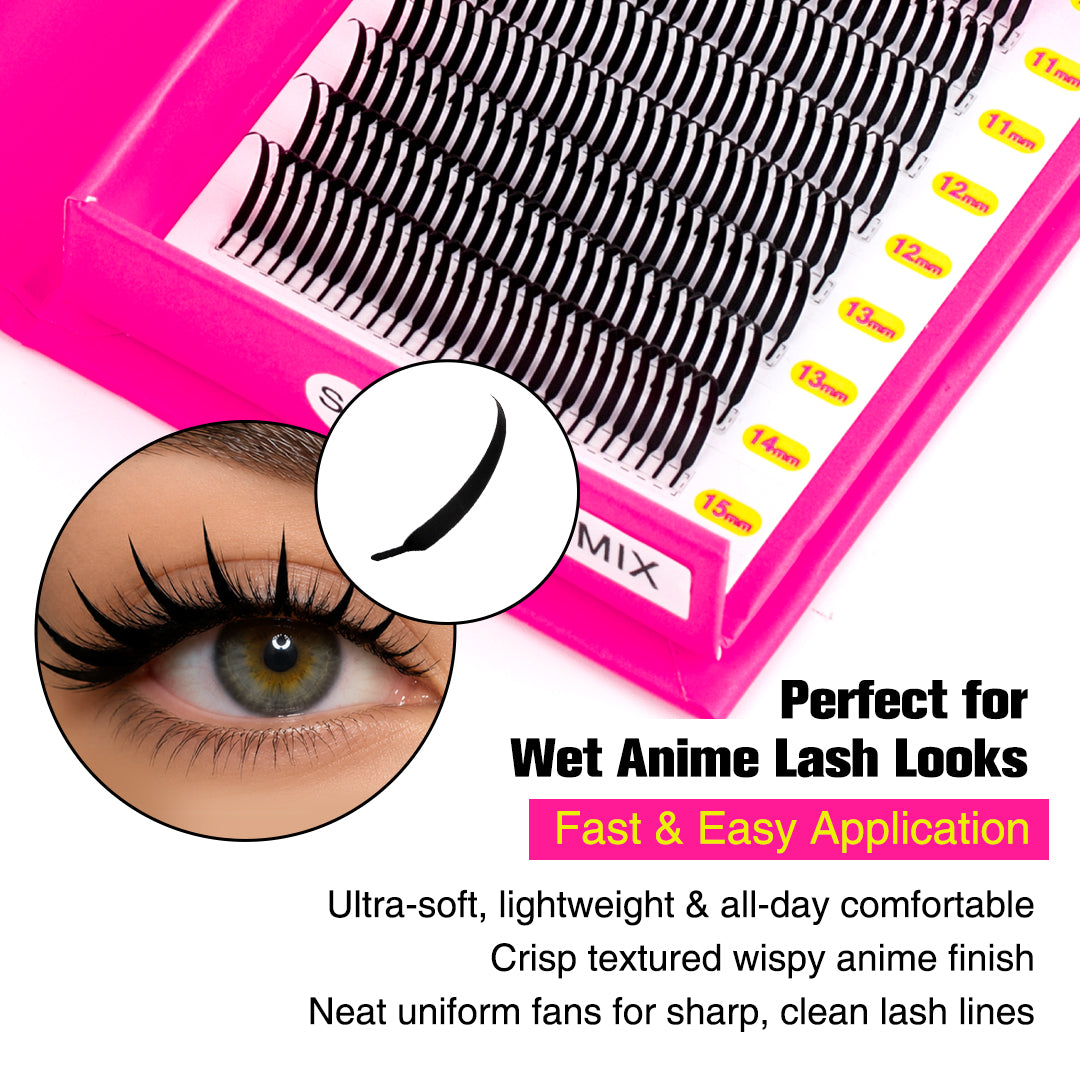 12 Rows 0.07MM Solid Spike Wispy Anime Lashes