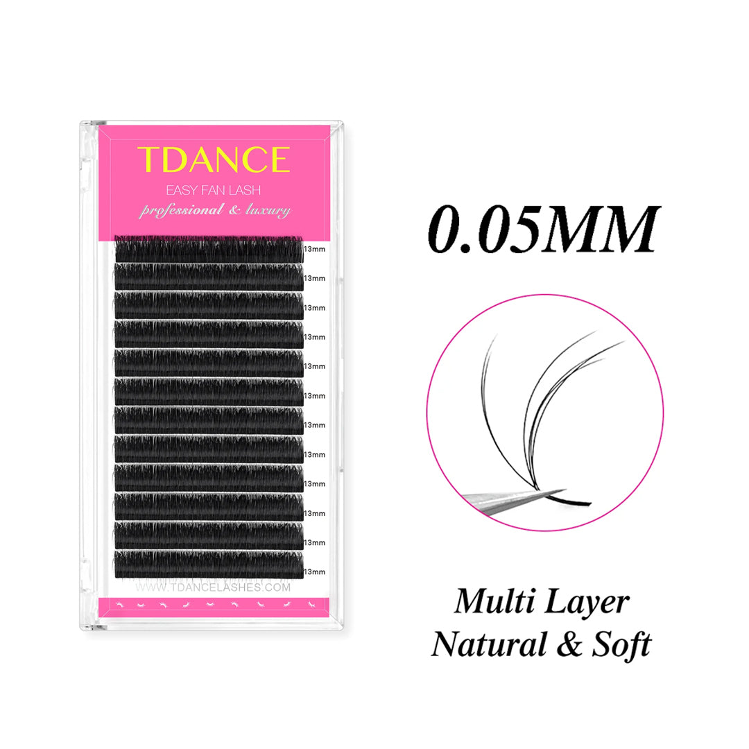 0.05MM 3D Layered Fluffy Easy Fan Mega Volume Eyelash Extensions TDANCE