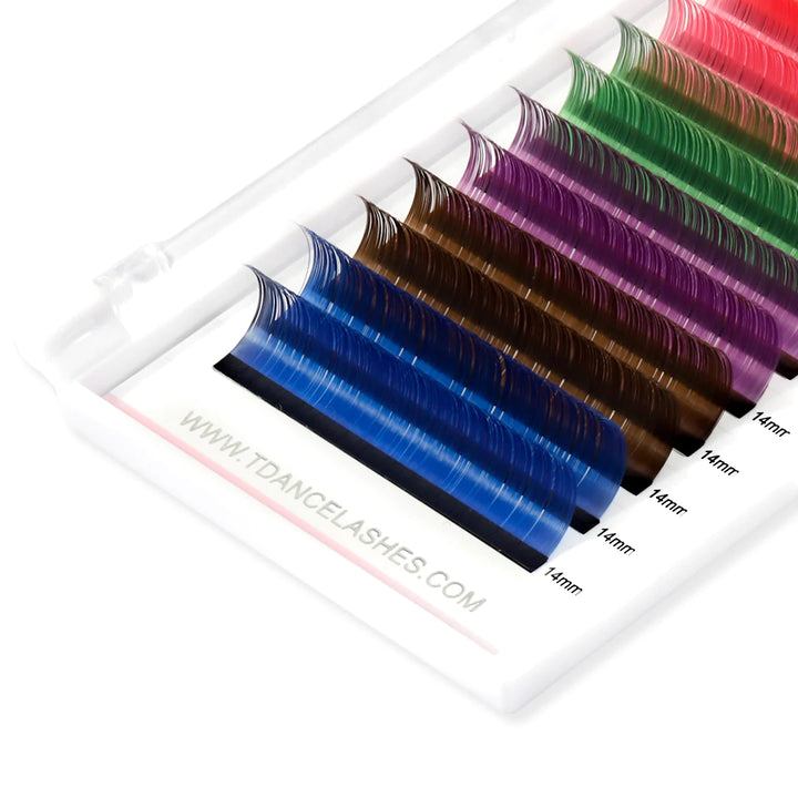 Extensiones de pestañas de volumen de color con enroscado DD de 0.07 MM