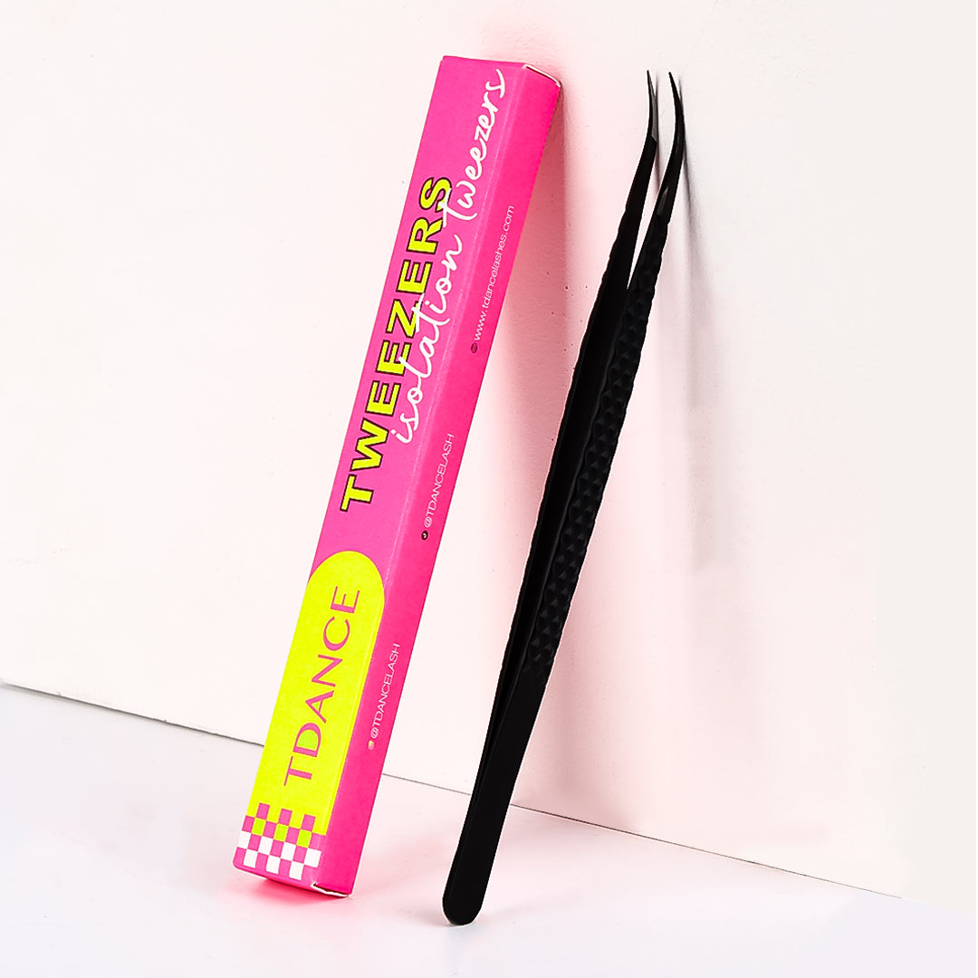TB-06 Black Fiber Tweezers For Eyelash Extension TDANCE
