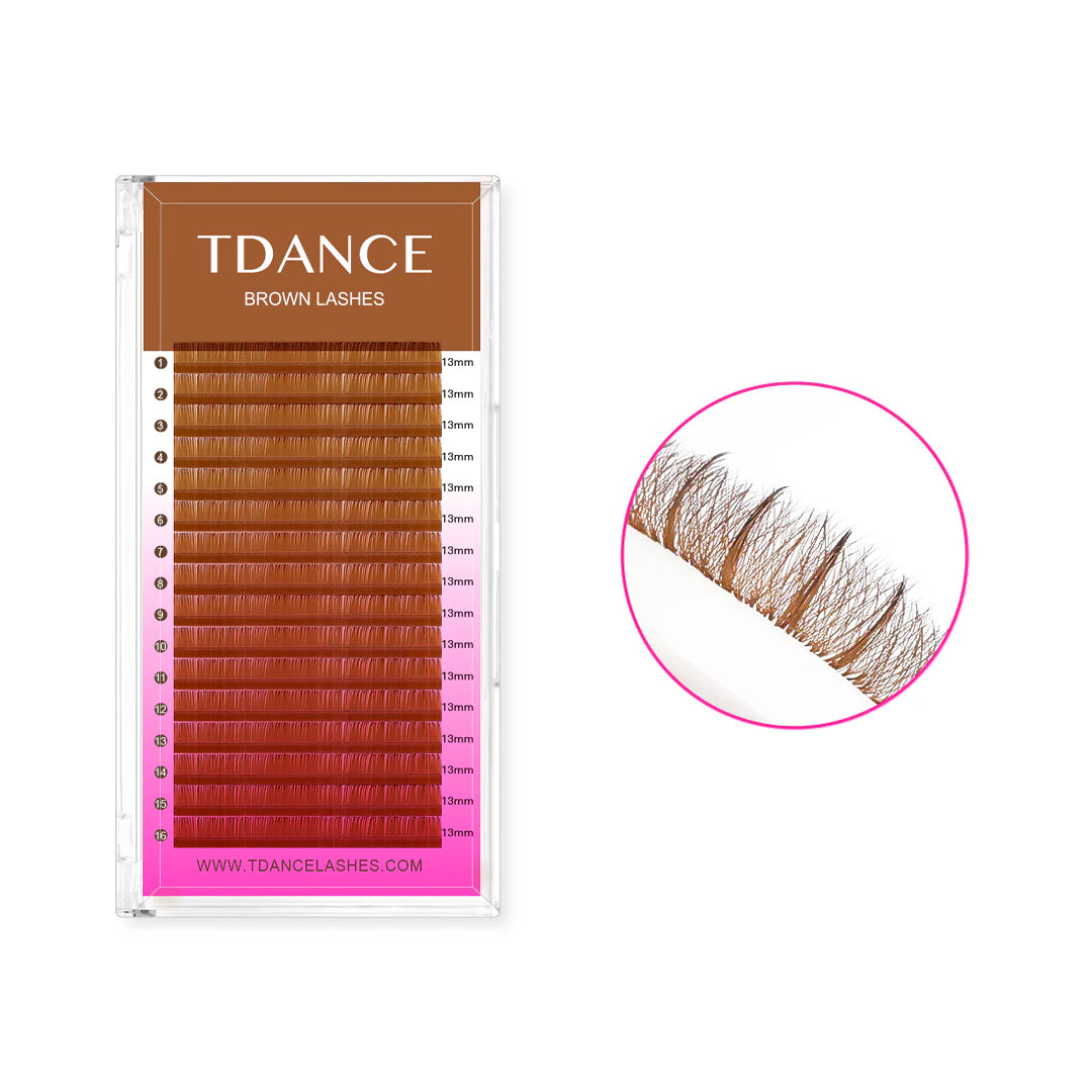 16 Rows Premium Brown Colored Volume Lashes TDANCE 2
