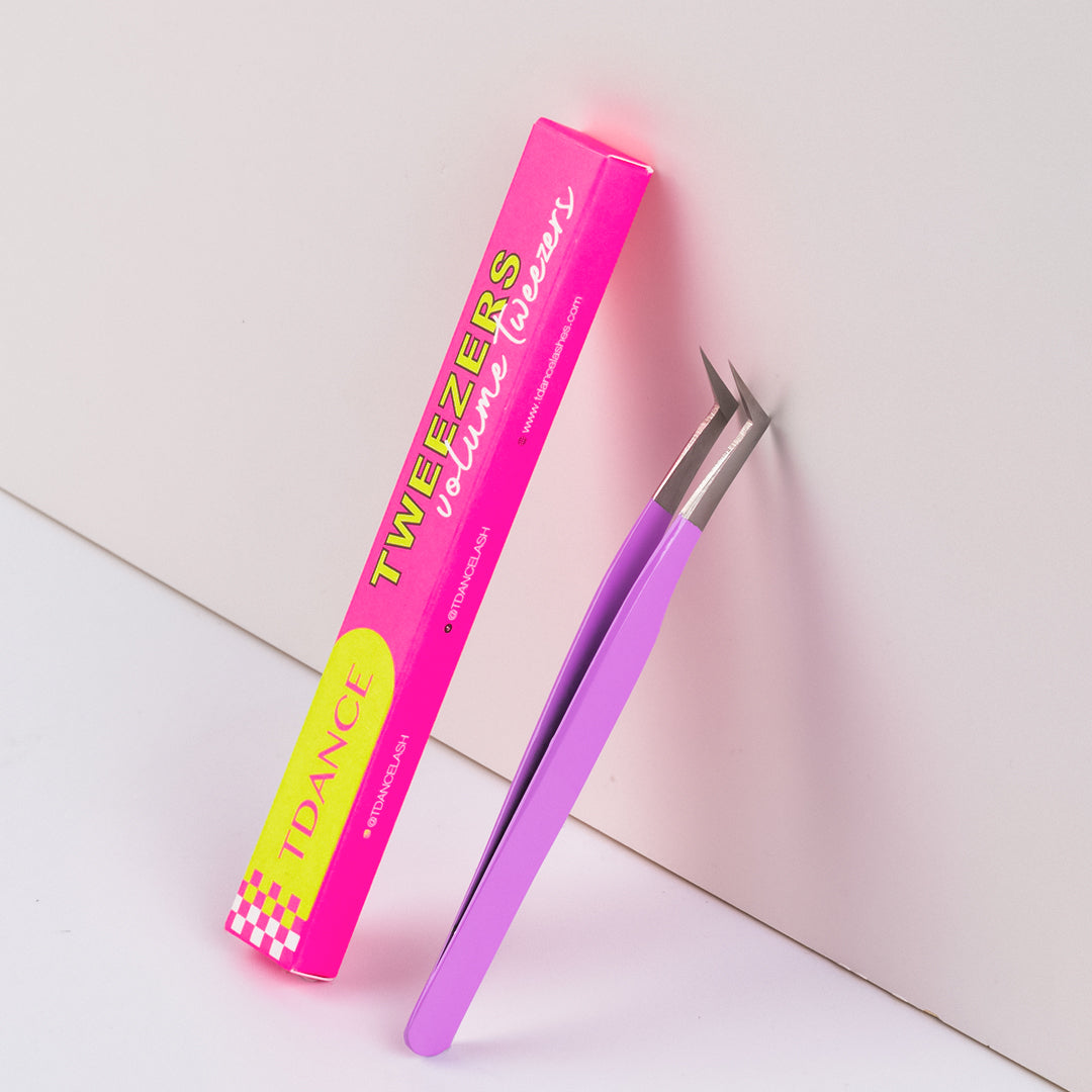 TV-02 pinzas de fibra violeta para extensión de pestañas