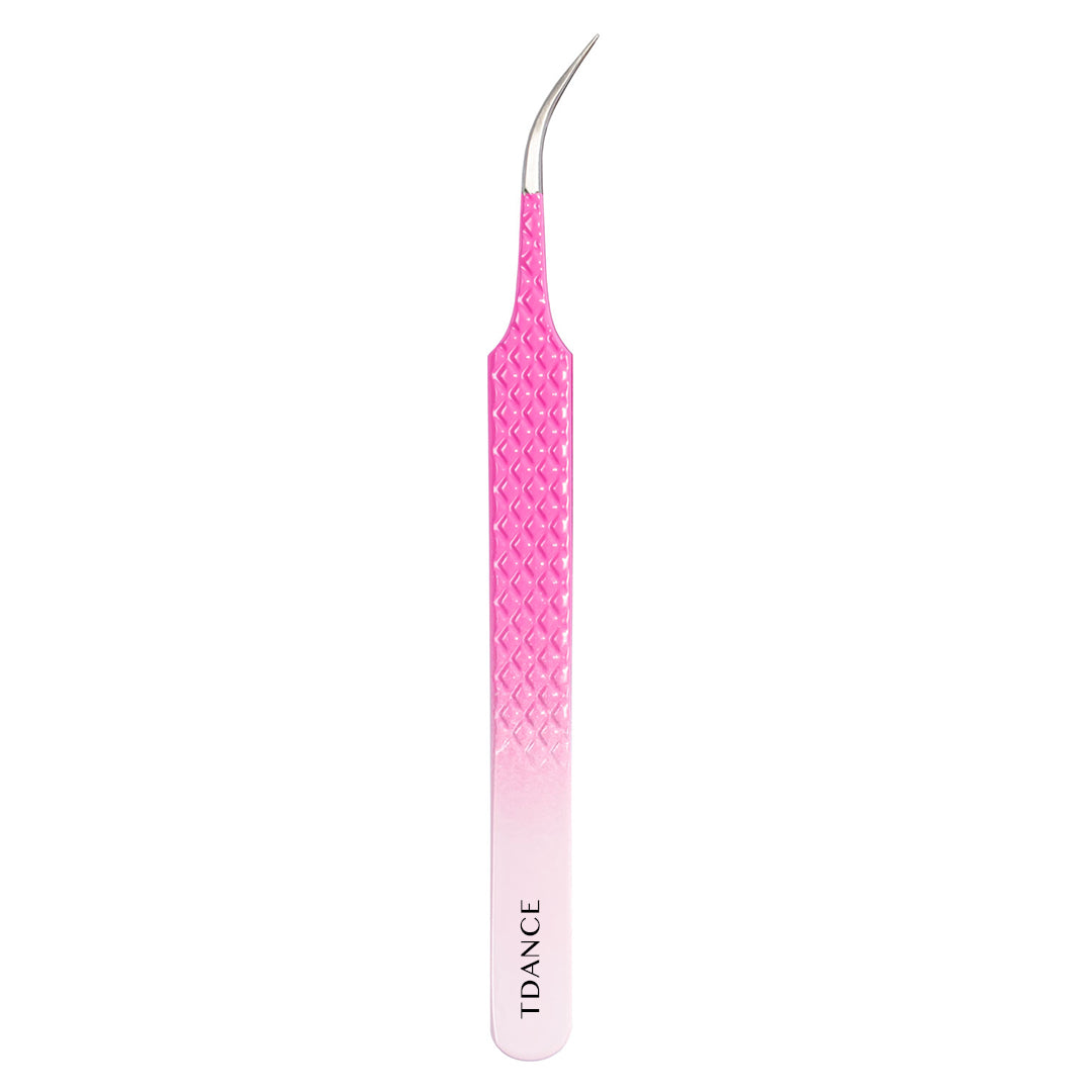 TO-02 Ombre Pink-White Tweezers For Eyelash Extension TDANCE