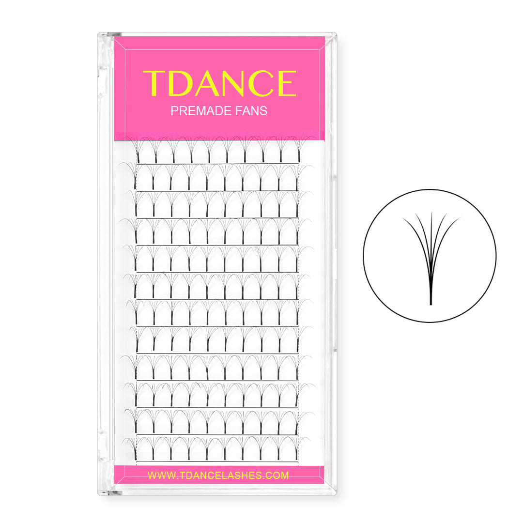 5D Premade Volume Fans Lashes 12 Rows (Long Stem) - TDANCE