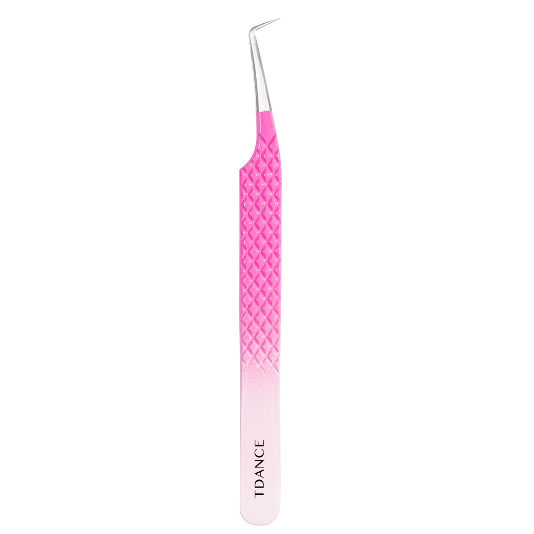 TO-03 Ombre Pink-White Tweezers For Eyelash Extension TDANCE