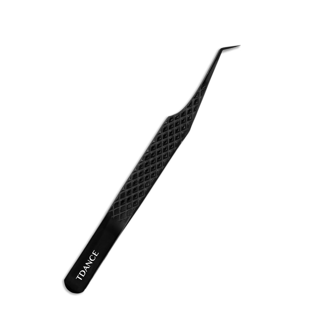 TB-03 Black Fiber Tweezers For Eyelash Extension TDANCE