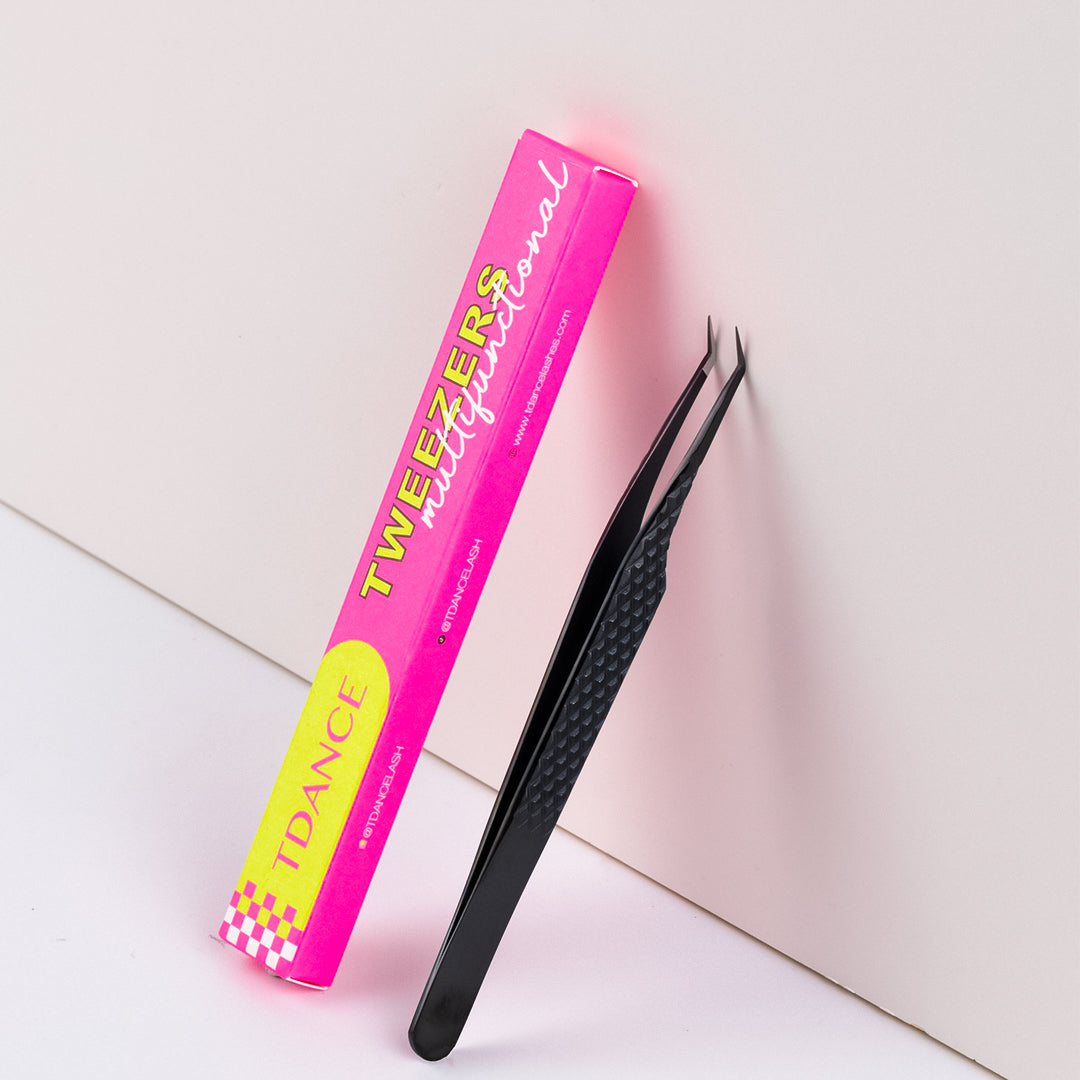 TB-03 Black Fiber Tweezers For Eyelash Extension TDANCE