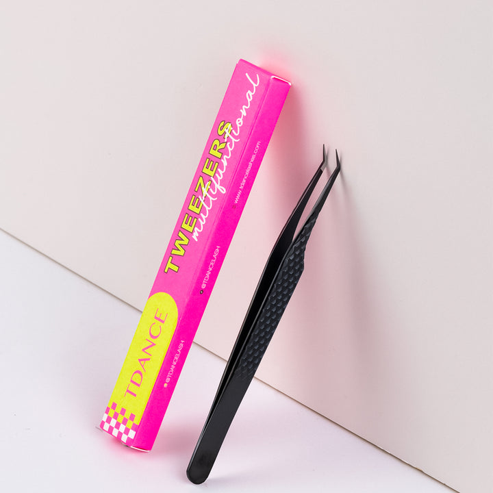TB-03 Black Fiber Tweezers For Eyelash Extension TDANCE