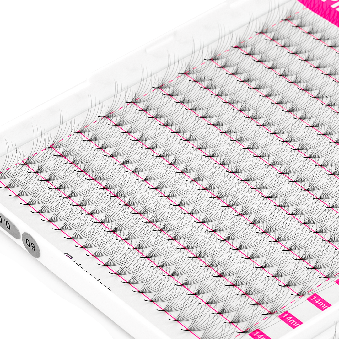 Volumen prefabricado 8D Extensiones de pestañas 320 Fans 16 Filas (pointy base)