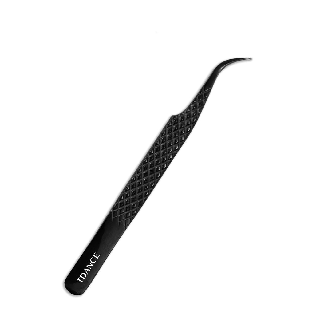 TB-04 Black Fiber Tweezers For Eyelash Extension TDANCE