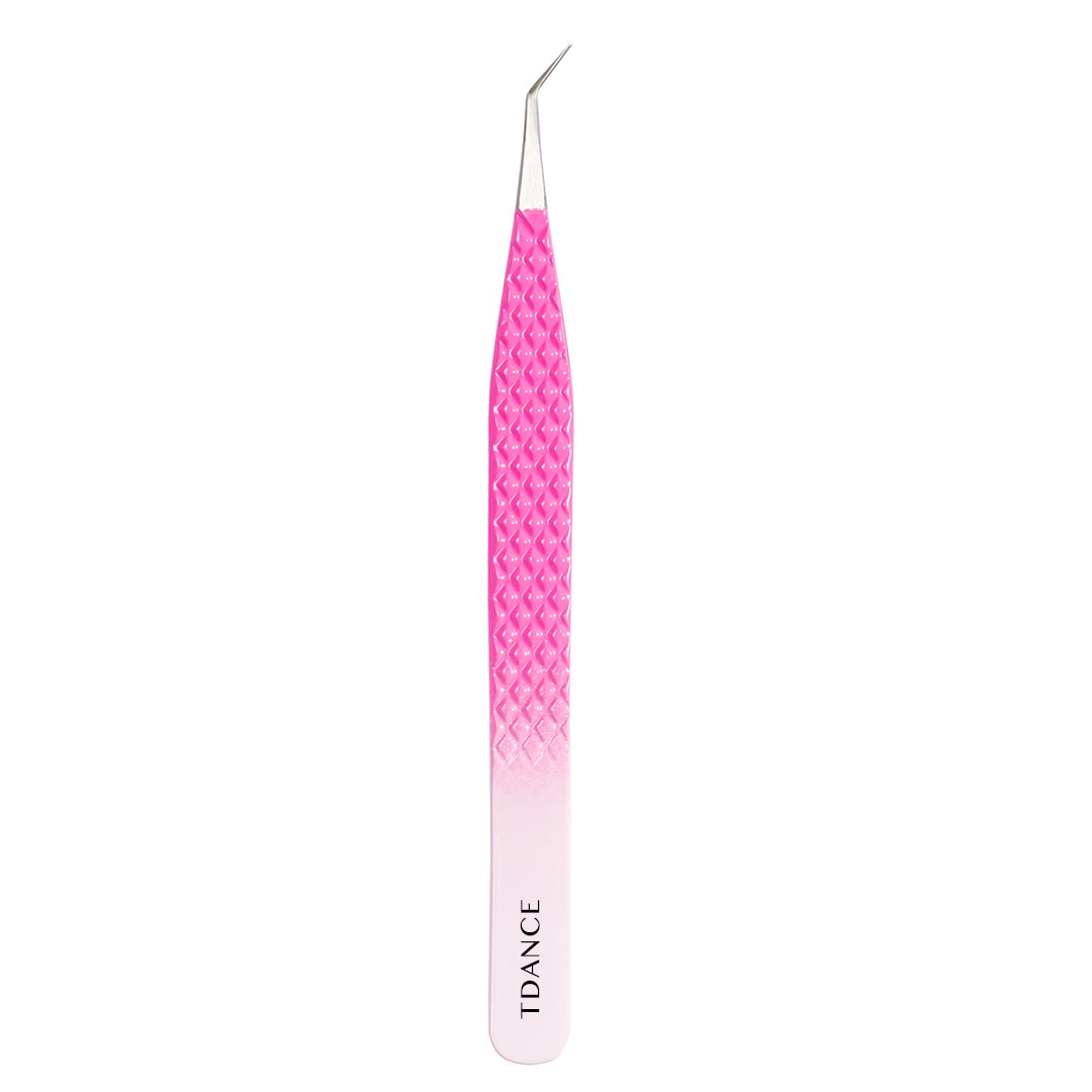 TO-04 Ombre Pink-White Tweezers For Eyelash Extension TDANCE