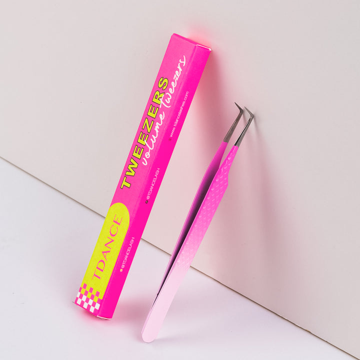 TO-03 Ombre Pink-White Tweezers For Eyelash Extension TDANCE