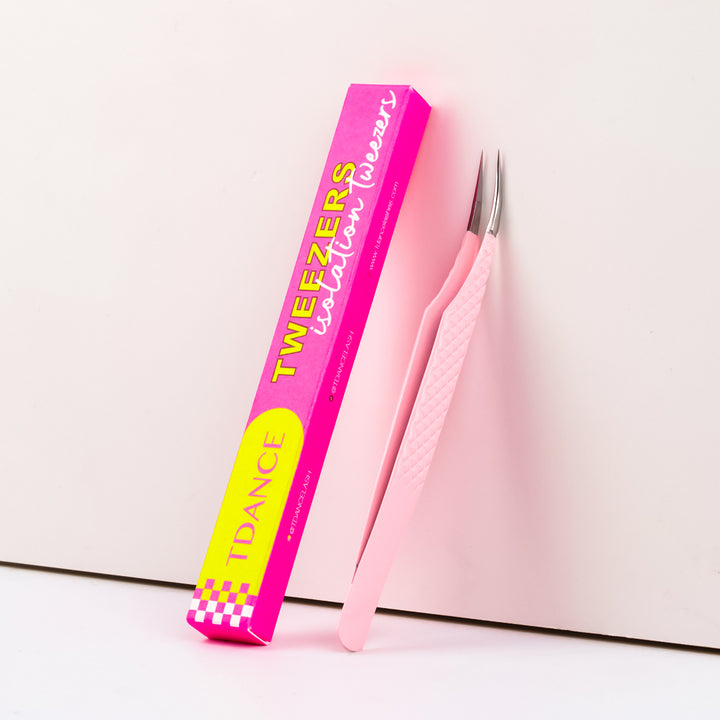 TL-05 Light Pink Fiber Tweezers For Eyelash Extension
