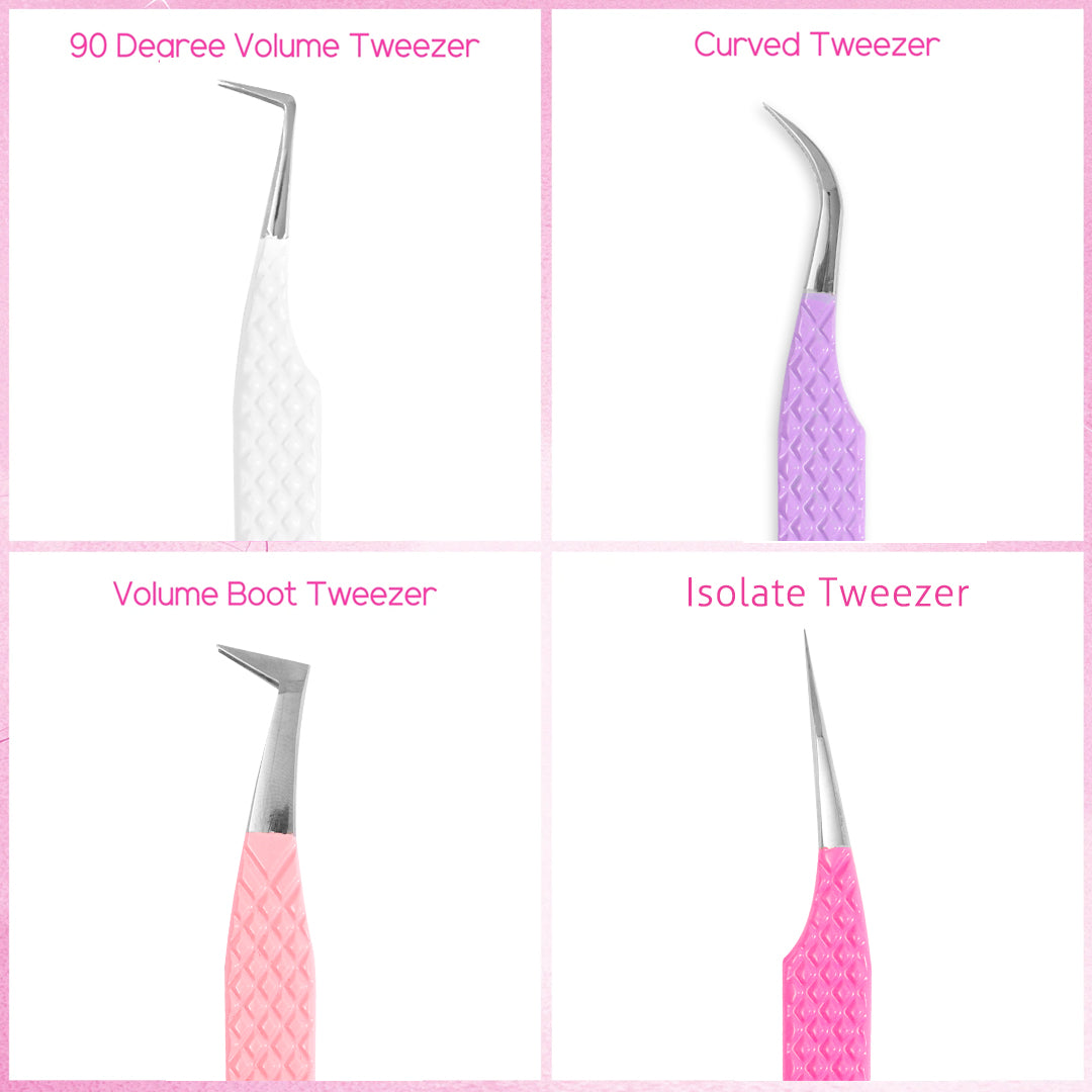 Heart-shaped Professional Eyelash Extensions Tweezers Kit UK TDANCE3