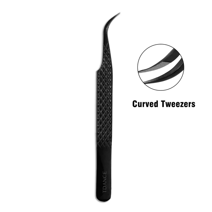 TB-04 Black Fiber Tweezers For Eyelash Extension TDANCE