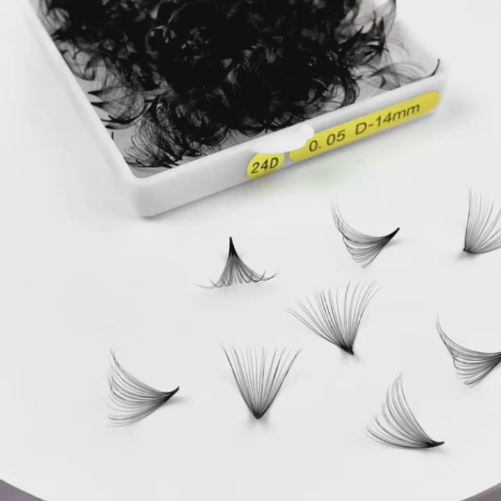 24D Handmade Premade Volume Loose Fans Pointy Base (500 Fans)